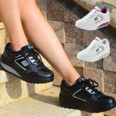 Women Platform Shoes Lace Up Wedge Toning Sneakers Height Increasing Trainers