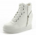 Womens Lace Up Zipper Hidden Wedge High Top Sneakers Boots Sport Shoes Fashion