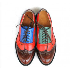 New Women Brogue Carved Lace Up Shoes Oxfords Round Toe Hollow Out Colorful 