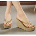 Women's Flip Flops Summer Beach Sandals slipper Platform Wedge Heel Shoes MOON