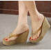 Women's Flip Flops Summer Beach Sandals slipper Platform Wedge Heel Shoes MOON