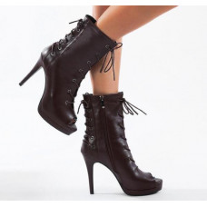 Womens Fashion Sexy Open Toe Lace Up Ankle Boots Party Pumps High Heels Shoes