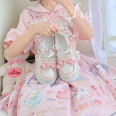 Japanese women Lolita kawaii bow shoes student jk Mary Jane thick soles shoes