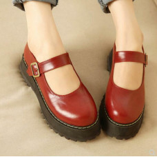 Womens Vintage Buckle Mary Jane Round Toe Platform Oxford Sweet Lolita New Shoes