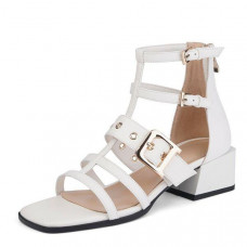 Roman Women's Ladies Buckle Strap Chunky Low Heel Casual College Sandals 34-40 L