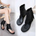 Women's Roman Tassels Boots Flip Flops Sandals Flat Shoes Summer Zipper Fashion