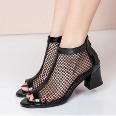 Women's Gladiator Open Toe Dress Block Heel Summer Hollow Sandals Boots Shoes