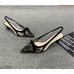  Women's Shoes  Mid-heel Summer Pointed Shallow Mouth Mesh Lace Bow Hollow Black