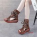 Womens Genuine Leather Gladiator Sandals High Platform Creepers Boots shoes Size