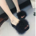 Women Wedge Fur Furry Sliders Slippers Comfy Sandal Beach Flip Flops Shoe Summer