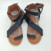 Womens Angled Heel Strap Toe Wrap Flat Sandal Cushioned Insole Black EUR 43 NEW