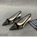  Women's Shoes  Mid-heel Summer Pointed Shallow Mouth Mesh Lace Bow Hollow Black