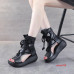 Womens Genuine Leather Gladiator Sandals High Platform Creepers Boots shoes Size