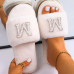 Customized Personalized Gift Custom Name Fluffy Letter Faux Fur Slippers Slides