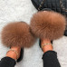 Flop Fur Women's Flip Fox Non-slip Farm Real Flat Slippers Plush Slides Furry